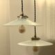 Pair of suspensions bistrot 1920 opaline indus