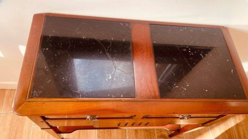 Antique console with marble top – hidden drawers – around 1900