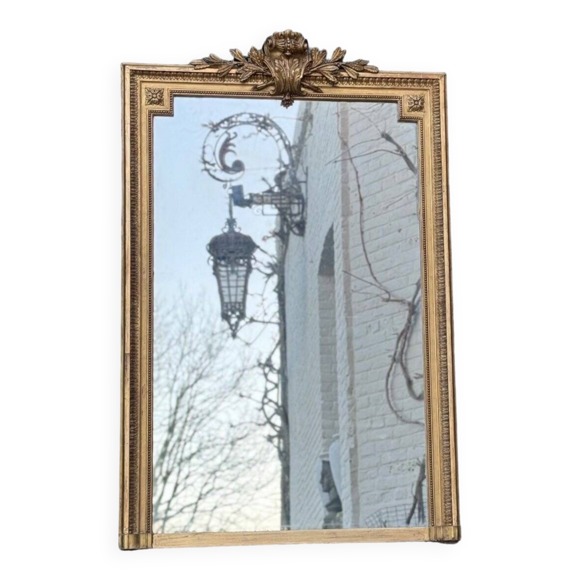 Louis XVI Style Mirror In Stuccoed And Gilded Wood Circa 1880