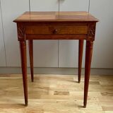 Small living room side table in solid cherry and veneer, Louis XVI style