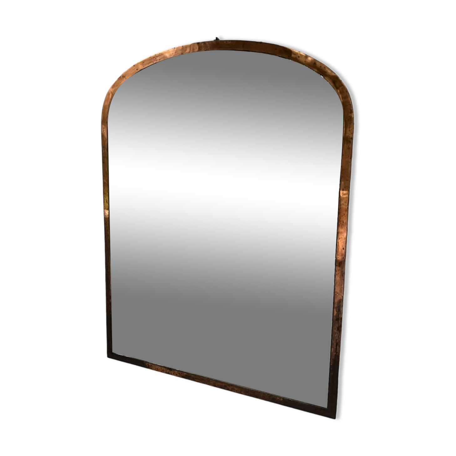 Large antique mercury mirror in copper-plated metal, 1930