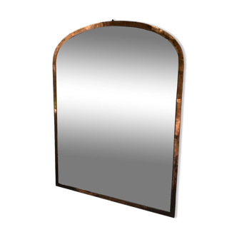 Grand miroir ancien au mercure en métal cuivré, 1930