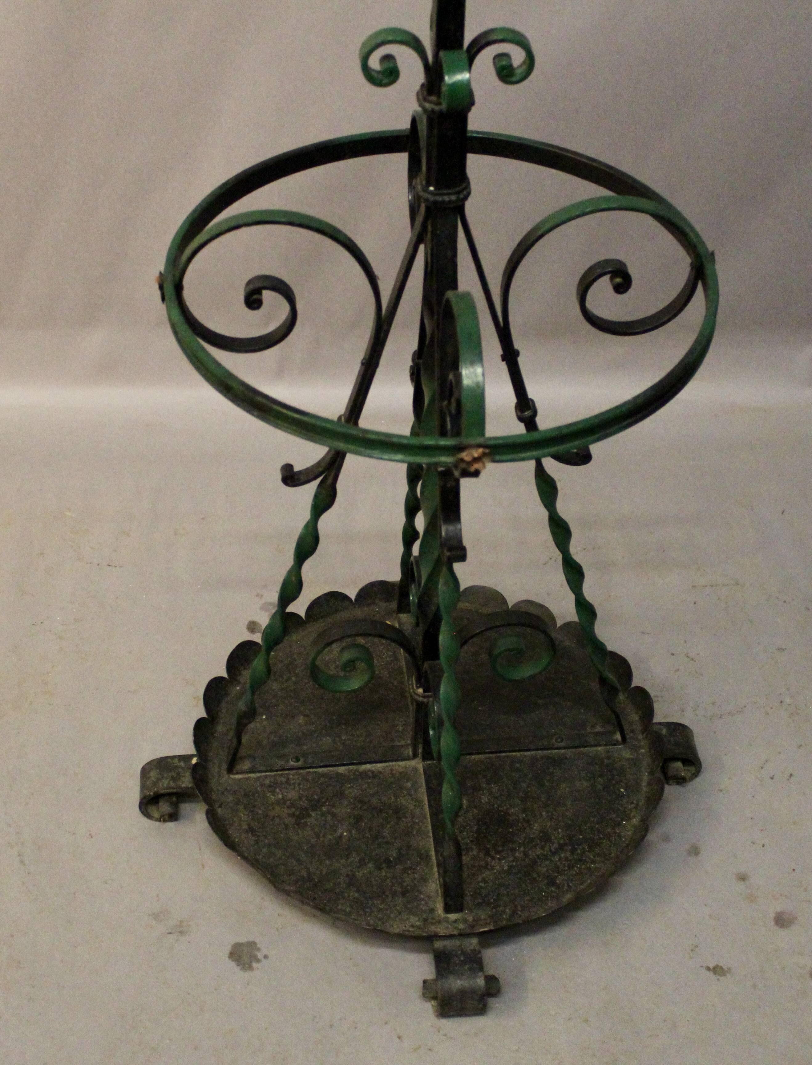 Polychrome Wrought Iron Coat Rack and Umbrella Stand