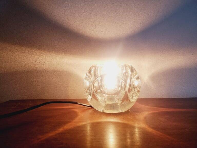Midcentury Table Lamp Peill & Putzler Ice Cube Glass, Germany, 1970s