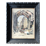 Watercolor painting "Market day" Paris (?) signed VanBer