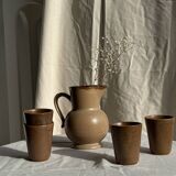 Set of 10 small stoneware mugs from Digoin.