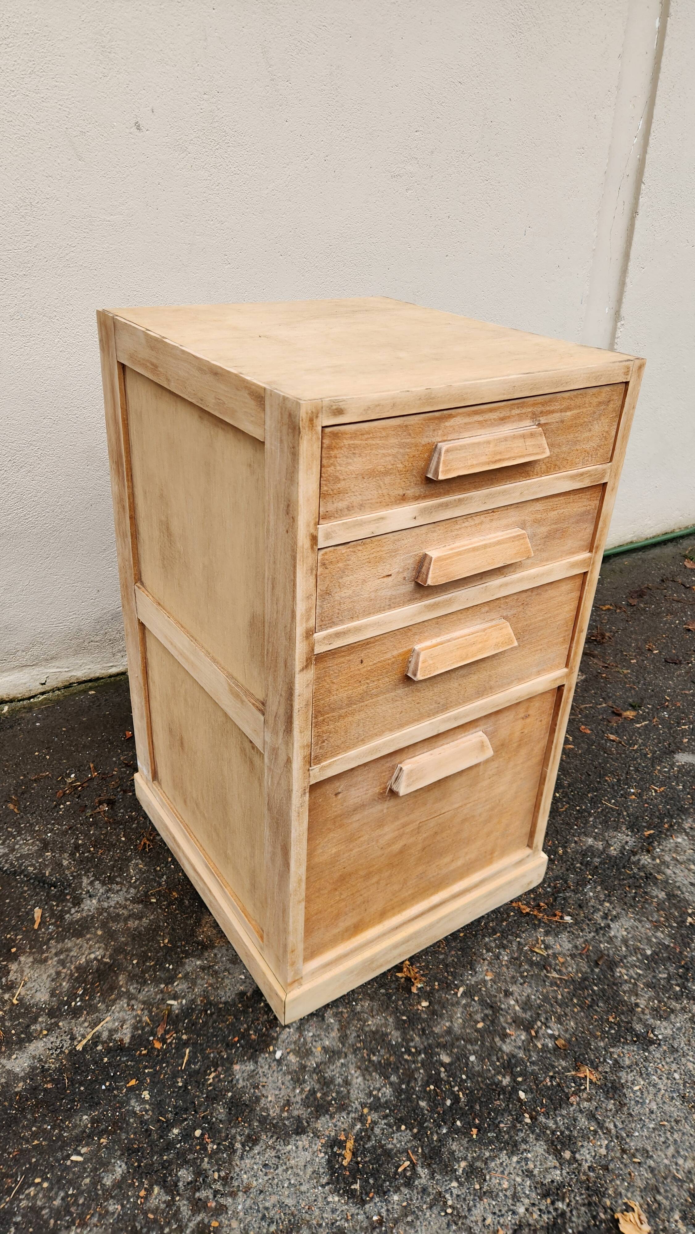 beautiful sanded beech cabinet with 4 drawers from the 1940s/50s
