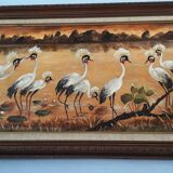 Old oil painting representing a landscape
