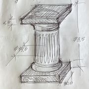 Vintage white plaster column dimension: H-73.5 cm-L-30cm-