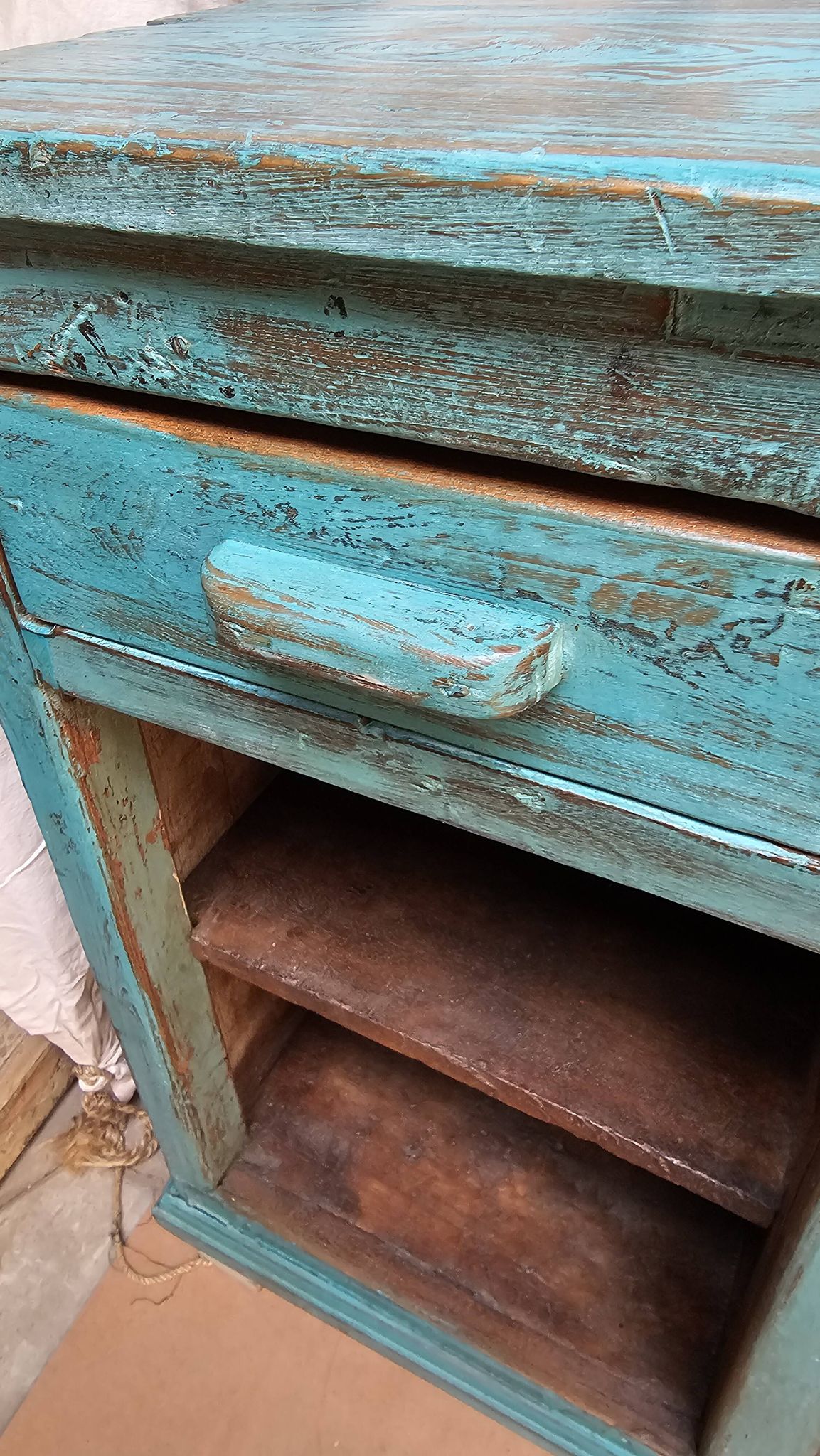 Old merchant's counter in Burmese teak.