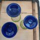 3 stemmed glasses in bubble and blown glass