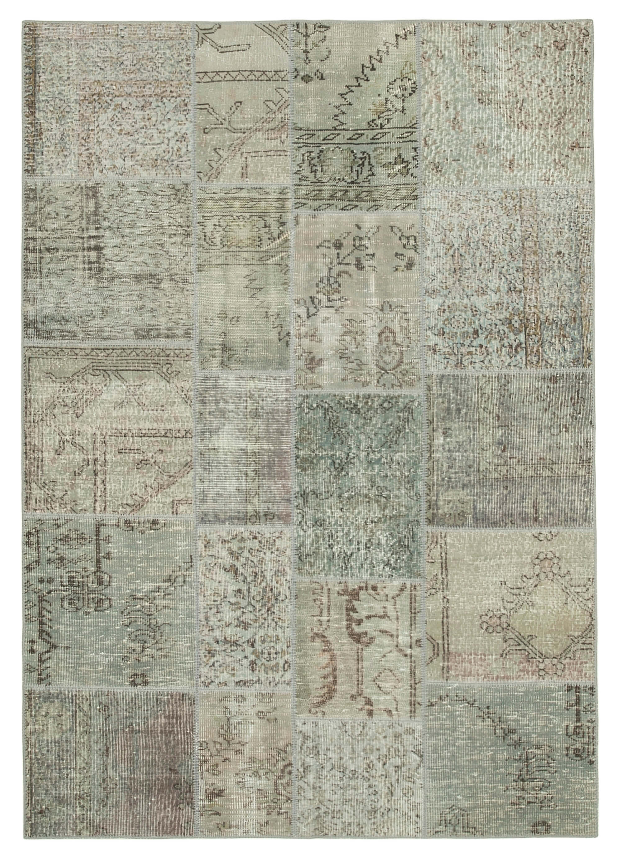 Handmade Oriental Contemporary 170 cm x 240 cm Grey Patchwork Rug