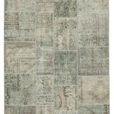 Handmade Oriental Contemporary 170 cm x 240 cm Grey Patchwork Rug