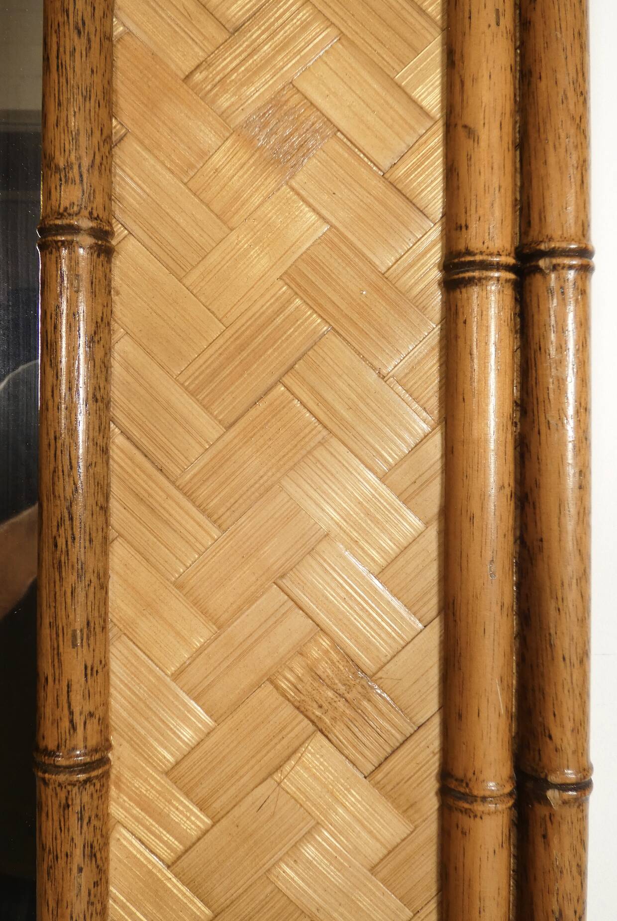 Console with sidetable and mirror in bamboo and rattan