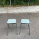 Paire de tabourets acier et formica vert acqua et acier