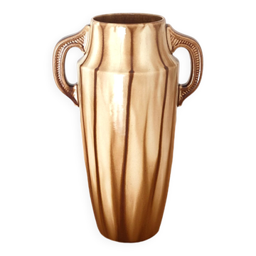Vase Art Déco en barbotine, signé Louis Gueule