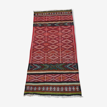 Red Berber Kilim multicolor handmade woollen 100x200cm