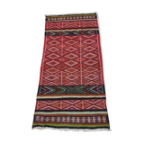 Tapis kilim berbère rouge multicolore en laine 100x200cm