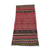 Red Berber Kilim multicolor handmade woollen 100x200cm