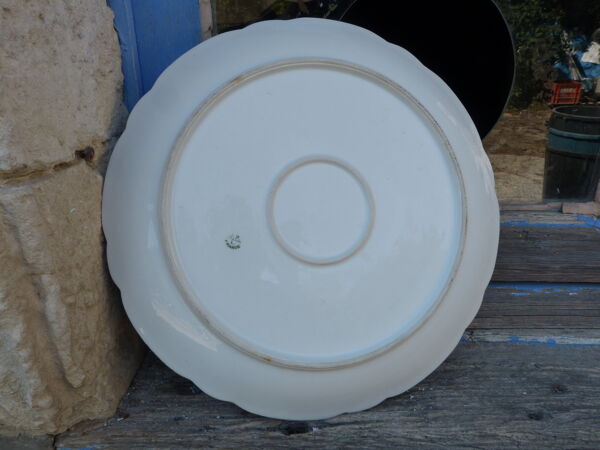 Plat ancien en porcelaine de Limoges JEAN POUYAT peint à la main signé Lecram paysage Campagne