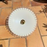 Vintage opaline suspension white wavy threads and gold socket retro firm style