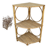 Vintage rattan corner shelf