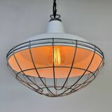 Industrial White Enamel Factory Pendant Lamp from Benjamin USA, 1960s