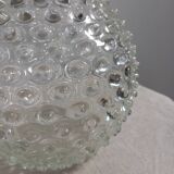 Round bubbled textured transparent glass vase