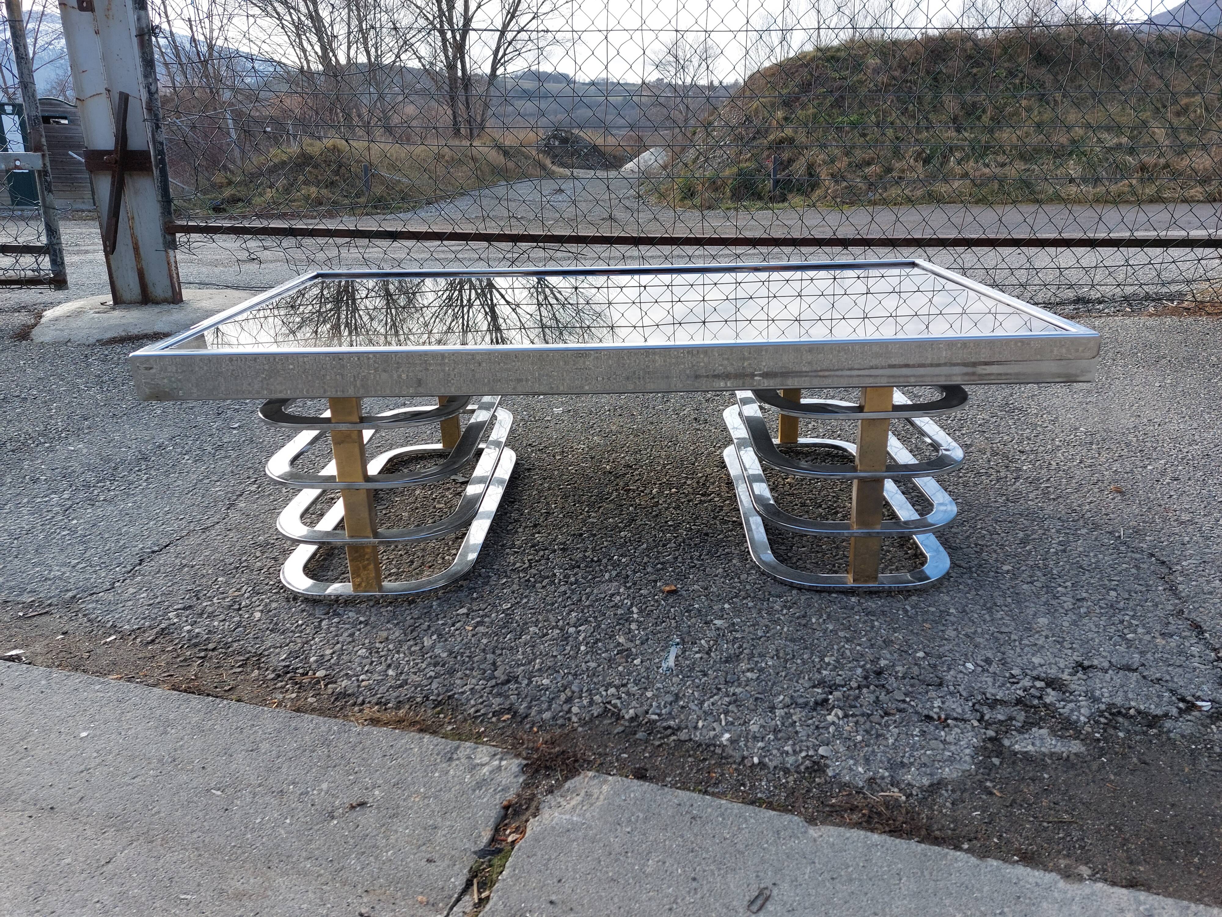 Vintage coffee table with chrome and gold base