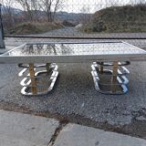 Vintage coffee table with chrome and gold base