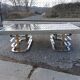 Vintage coffee table with chrome and gold base