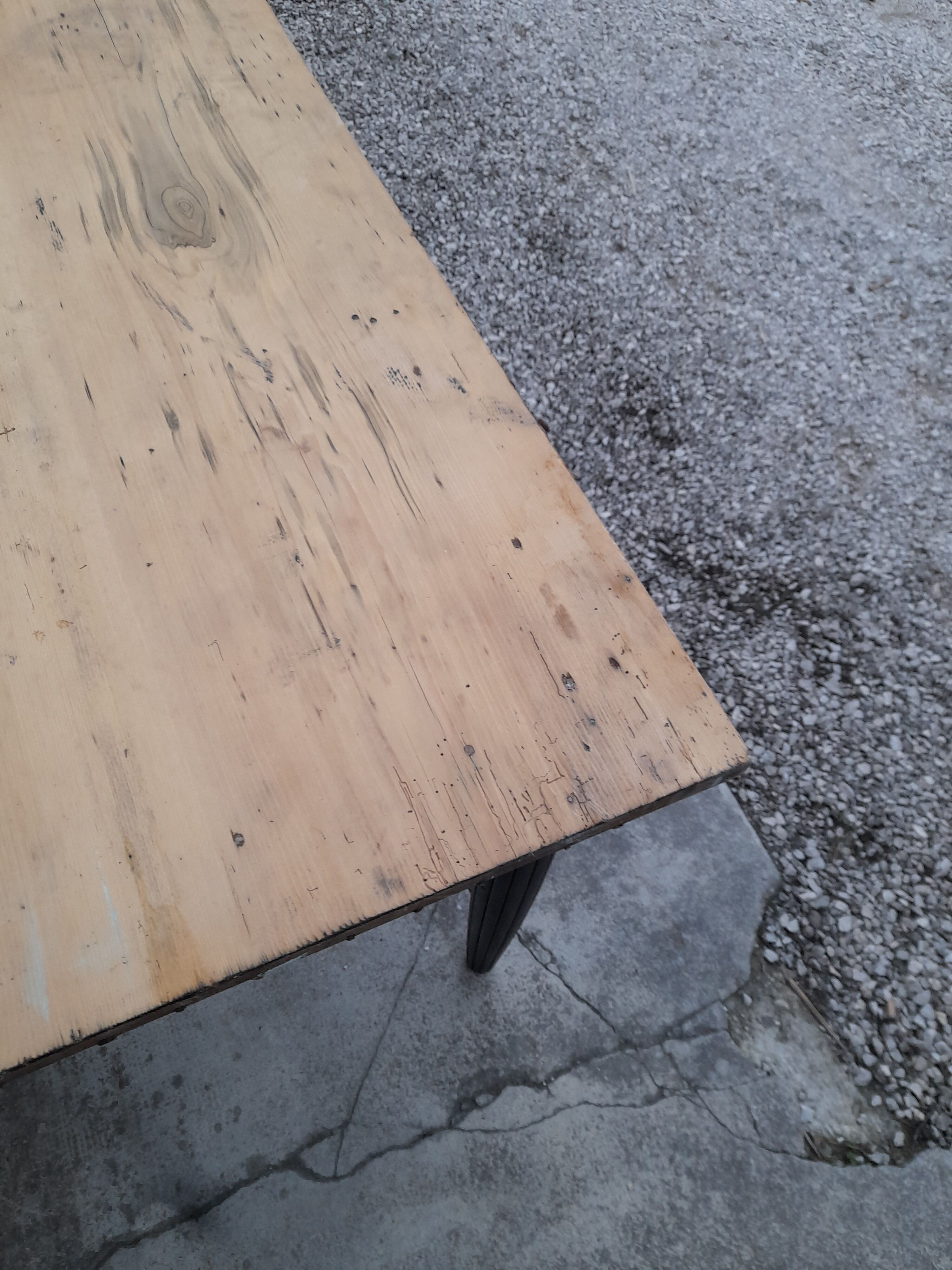 Table de ferme ancienne patiné noir -1m30