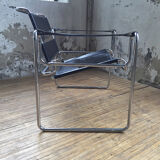 Bauhaus modernist leather chrome armchairs