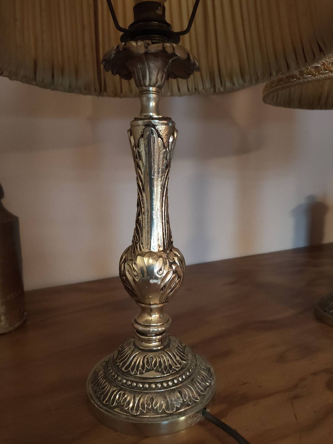 Pair of vintage brass bedside lamps