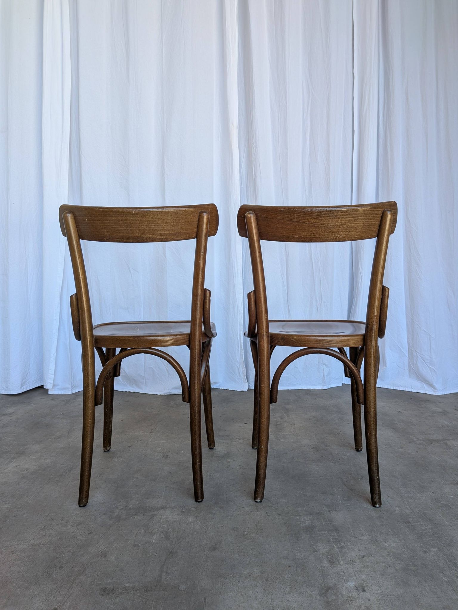 Set of 2 Vintage Wooden Dining Chair: Mid-Century Bistro Style, Yugoslavia