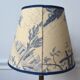 Jouy fabric lampshade, blue, tree pattern, leaves
