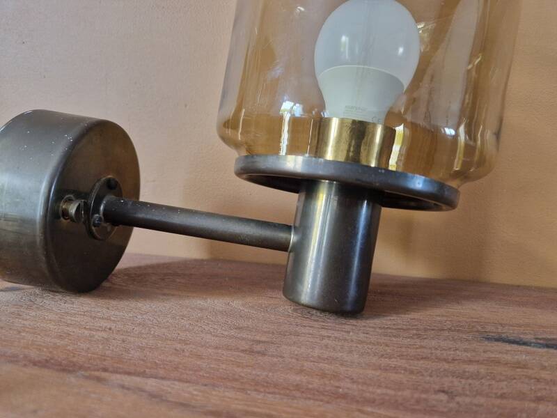 Hans Agne Jacobsson (1919-2009) - Brass and yellow tinted glass applique