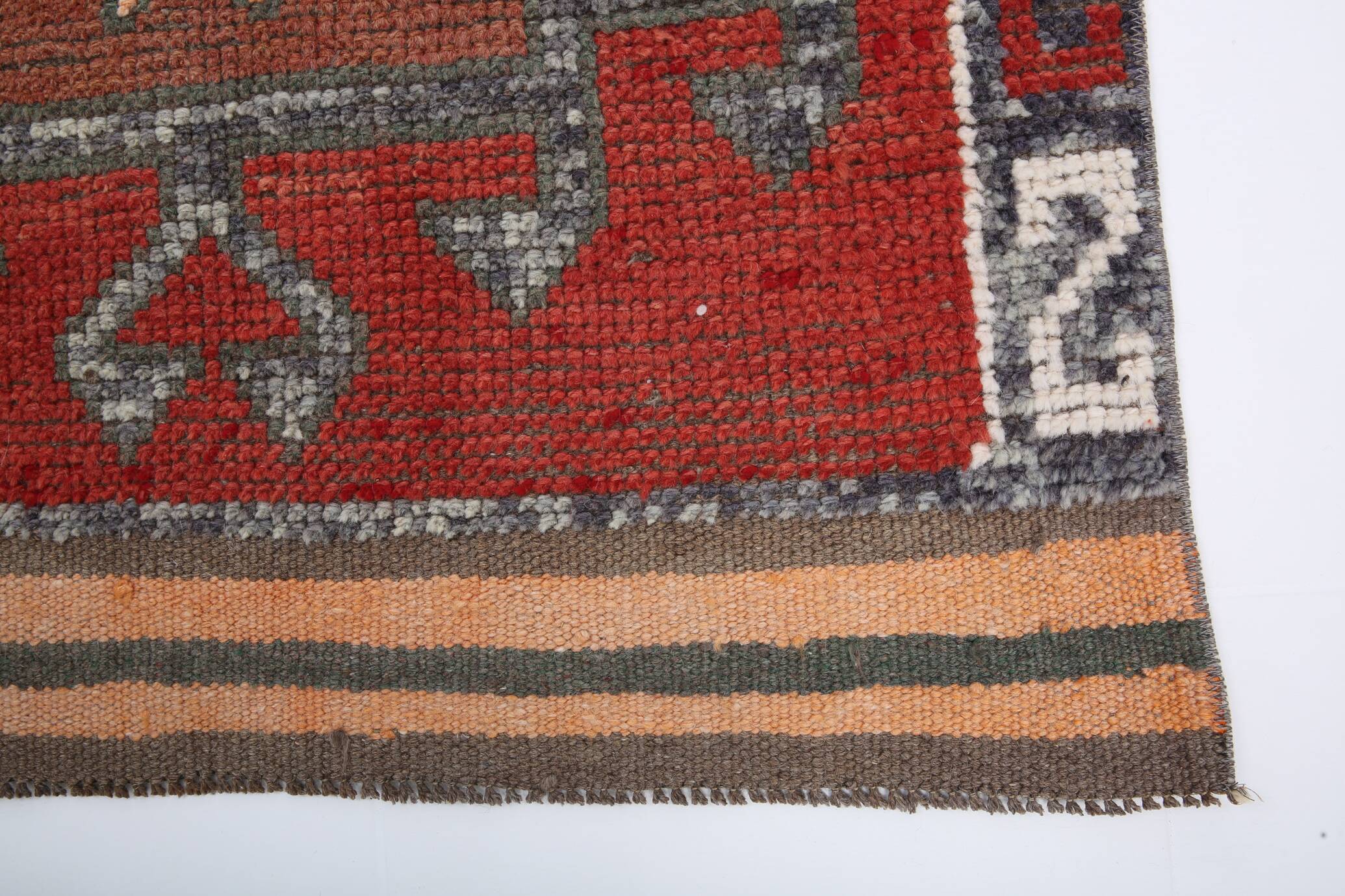 3x10 Wine Red Brown Turkish Runner Rug, 97x325Cm