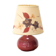 Pink ceramic lamp, herbarium-style lampshade, 70s