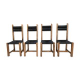 Suite de 4 chaises en paille circa 1960