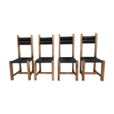 Suite de 4 chaises en paille circa 1960