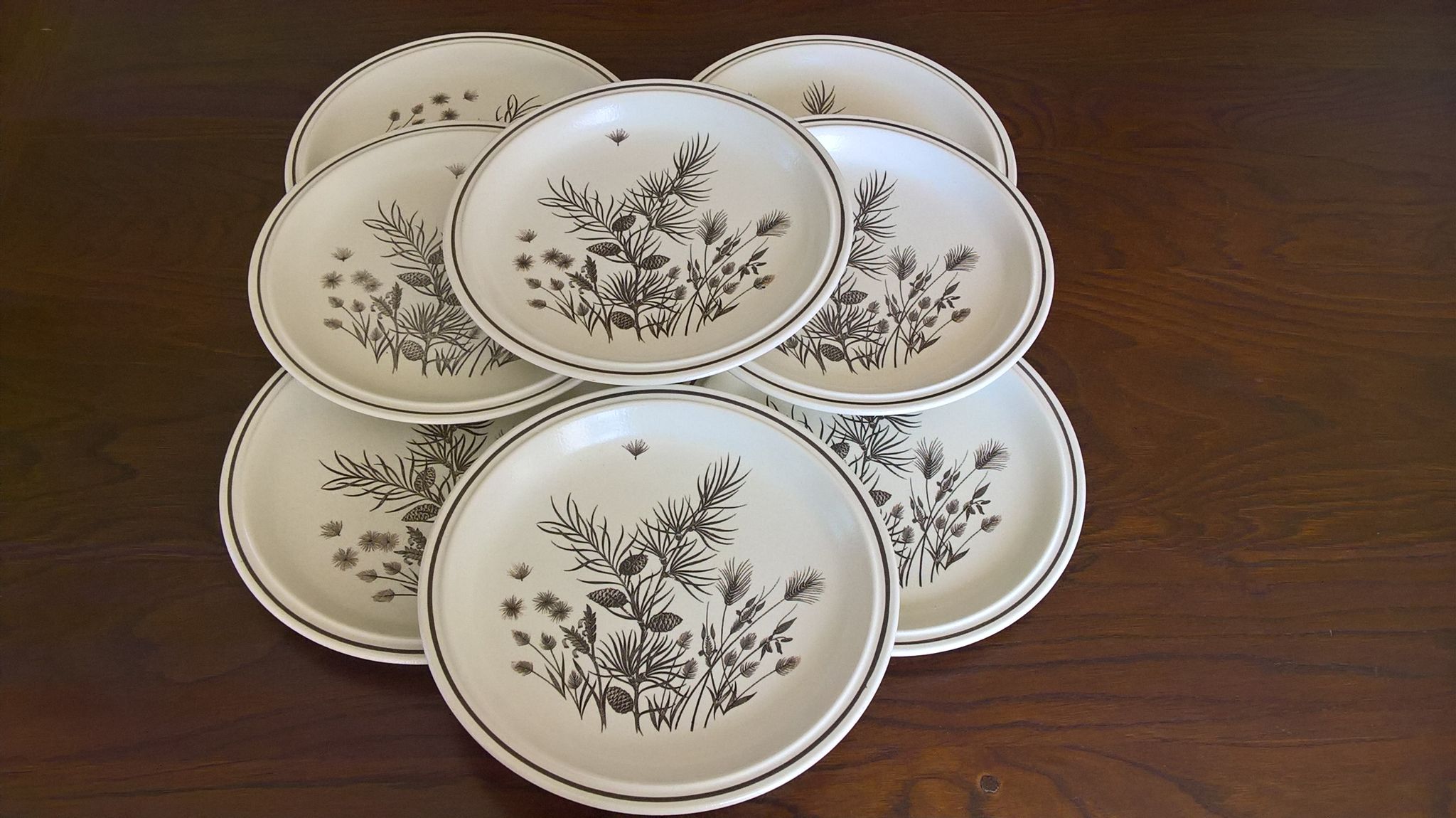 8 flat plates W.H. Grindley "Pinewood"