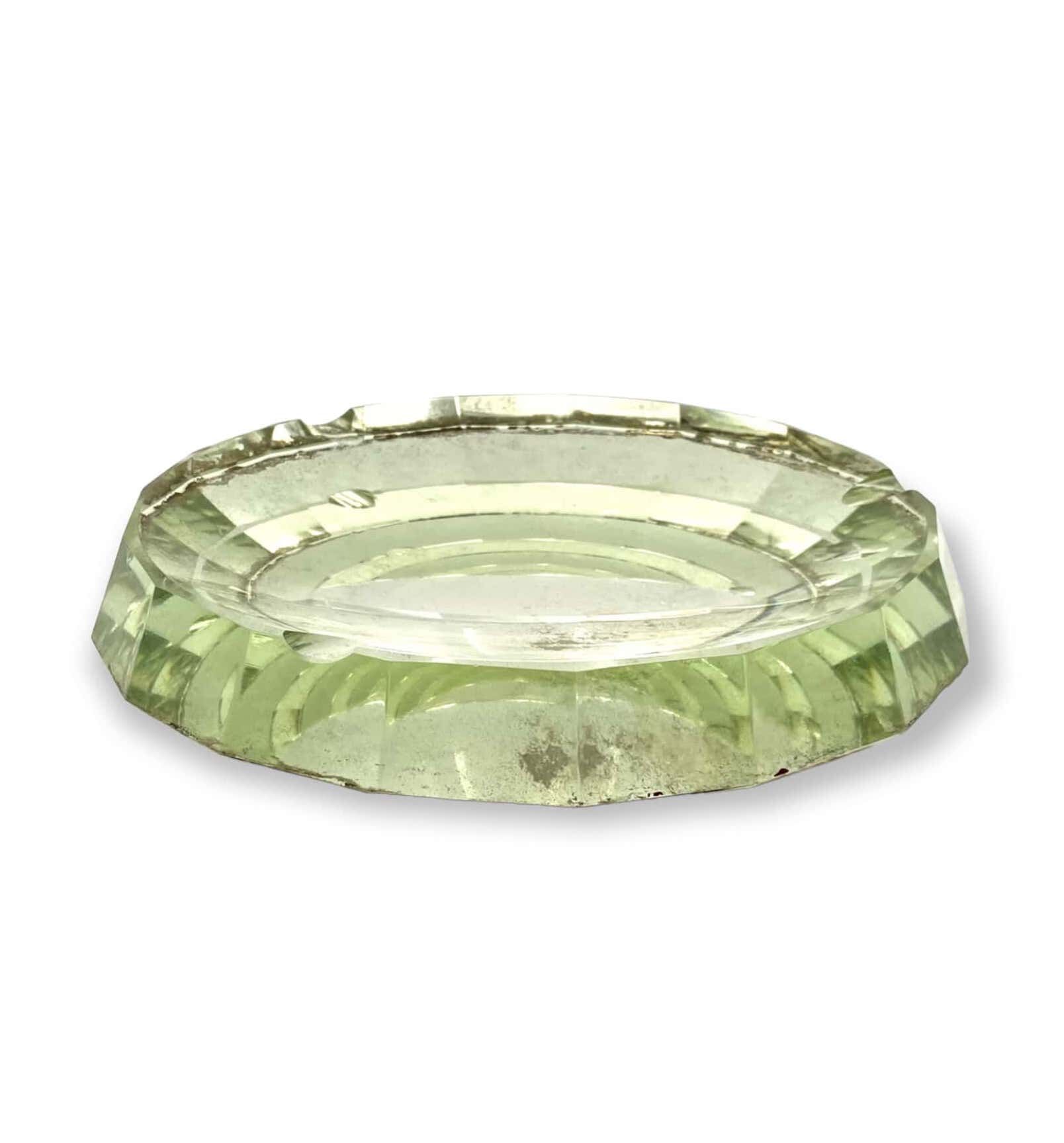 Modern mirrored crystal beveled ashtray, Italy 1940s