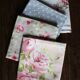 4 serviettes de table Fleurs Pois romantique