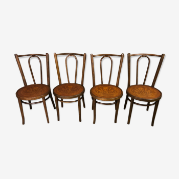 Chairs x4 vintage bistro in curved wood in the taste of Kohn
