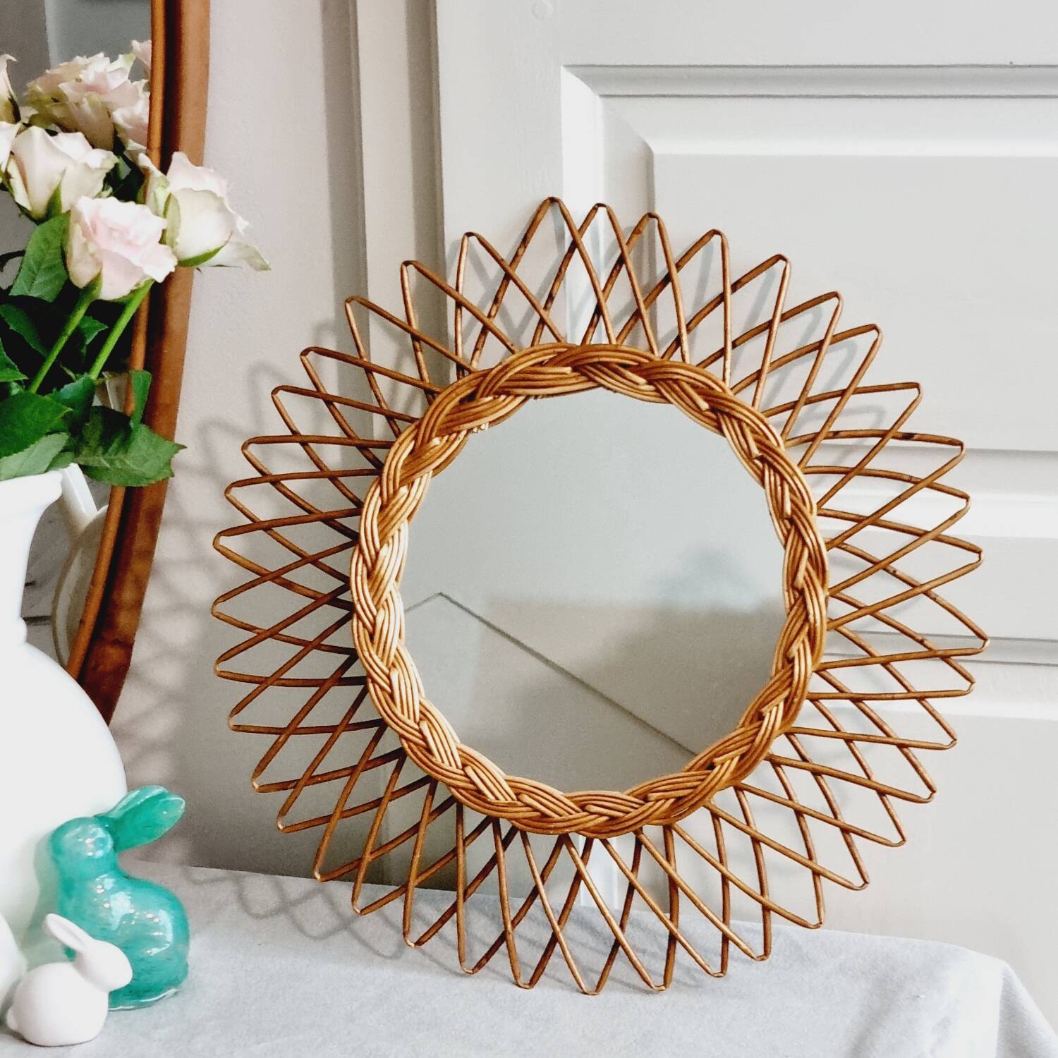 Rattan sun mirror