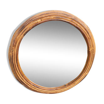 Vintage bamboo mirror 1960s 40cm