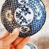 Set of 4 blue and white porcelain plates