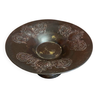 Vintage Metal Fruit Bowl Bordeaux Decorative Moulded Dish #D6