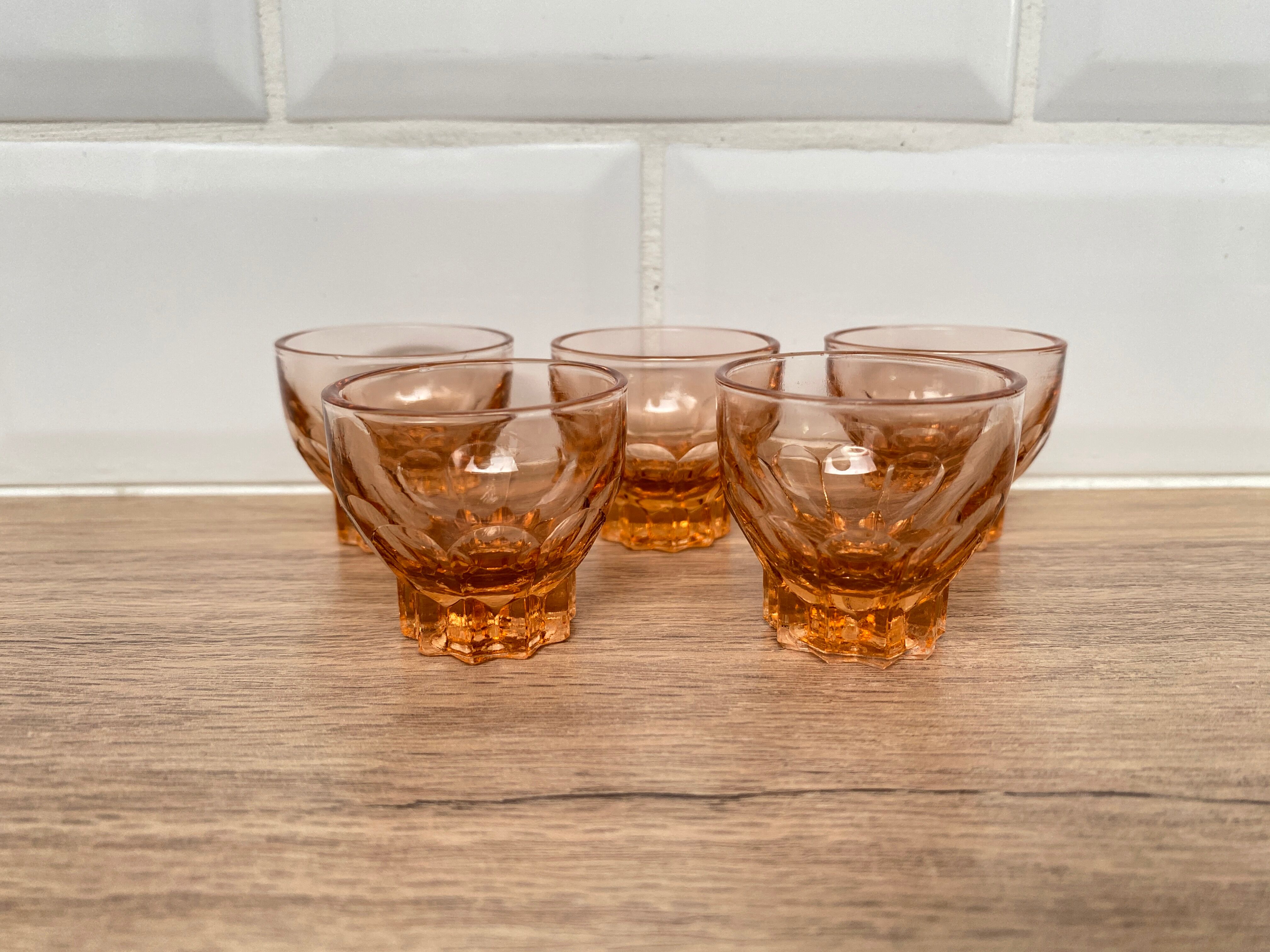 Set of 5 Luminarc pink glasses